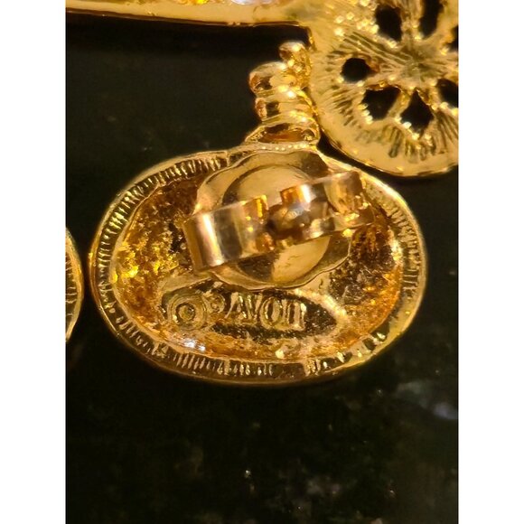 Vintage Avon Apples & Pumpkins Earrings Pin Fall Autumn  Jewelry set Rhinestone - Picture 6 of 7